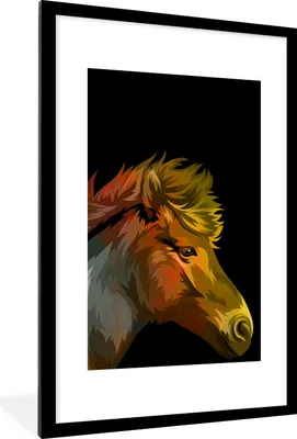 Produktbild von MuchoWow® MuchoWow® Gerahmtes Poster Pferd - Rot - Schwarz - Mädchen - Kinder - Mädchen 60x90 cm - Poster mit zchwarzem Bilderrahmen - Dekoration - Wandposter Wohnzimmer - Hochwertig