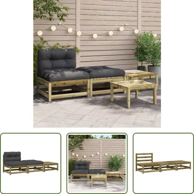 Immagine prodotto di Divano da giardino senza braccioli con cuscini e sgabelli The Living Store