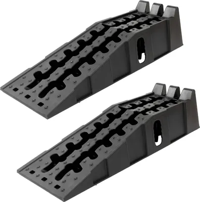 Produktbild von 2x Auffahrrampe mit Überfahrstopper 90 x 30 x 21,5 cm 5 t Traglast Kunststoff Auffahrkeil stapelbar