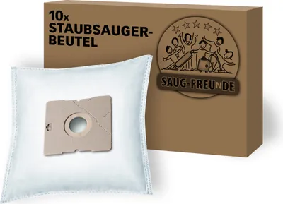A product shot of vacuum cleaner bags and their packaging.