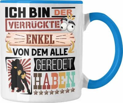 Produktbild von Trendation - Enkel Tasse Geschenk Spruch Lustig Geschenkidee für Enkel Geburtstag Ich Bin Der Verrückte Enkel Geschenk von Opa (Blau)