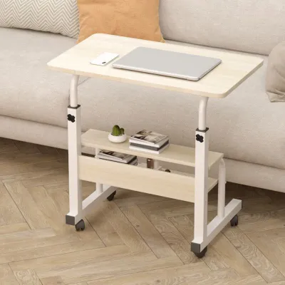 Produktbild von Computertisch, höhenverstellbar, stabile Konstruktion, geräumige Schreibtischplatte mit Rollen, leicht zu bewegen, Laptop-Schreibtisch, Tisch, Büromobilität, Workstation, Bürobedarf