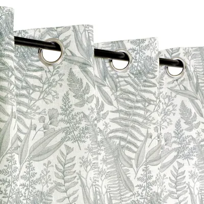 Vorhang mit Ösen, 140x240 cm, grau-weiß, Blumenmuster