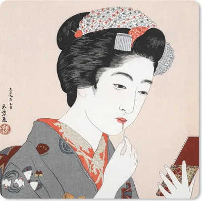 Produktbild von MuchoWow® Mauspad Mousepad Frau - Schminke - Japan - Vintage 20x20 cm - Mousepads - Maus Mat - Pad - Mausunterlage - Desk Mat - Bureauartikeln