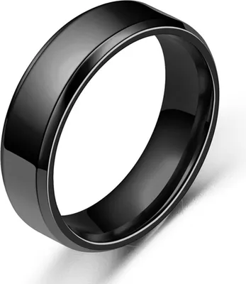 Produktbild von Breiter rostfreier Herrenring aus Edelstahl, schlichter, exquisiter Verlobungsring, Modeschmuck-Schwarz,US 7