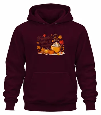 Immagine prodotto di Pumpkin Spice Latte Zucca Cannella Autunno Caffè Foglie accoglienti Felpa con cappuccio Unisex, Borgogna, S