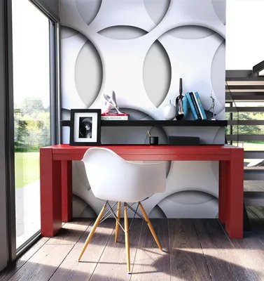 Produktbild von NEWROOM Tapete Schwarz Vliestapete Grafik - Wandbild Grafisch Weiß  Kreise  Tapete Geometrisch Grafiktapete