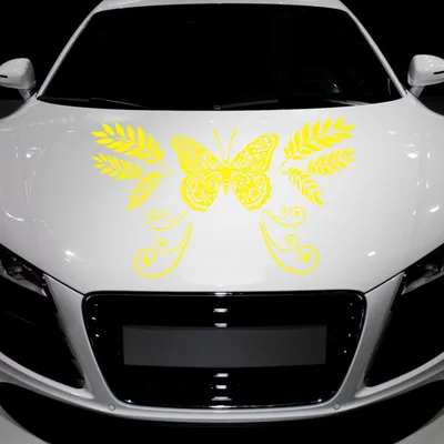 Produktbild von Aufkleber - Autoaufkleber "Butterfly Ranke" 90cm x 53cm gelb - Tuning Carystyling Heckscheibe Auto