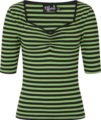 Produktbild von Hell Bunny Langarmshirt Damen Warlock Top grün/schwarz S