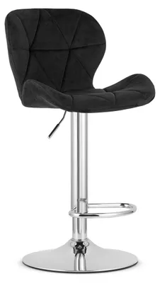 Image de Tabouret West en velours noir avec base chromée