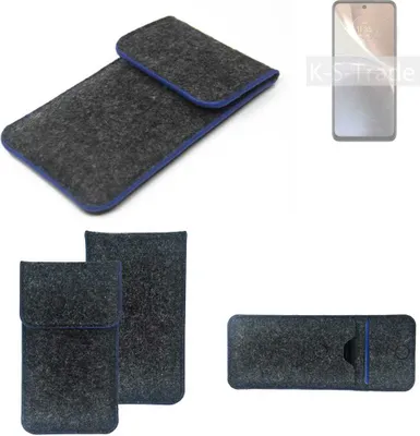 Produktbild von K-S-Trade Handy-Hülle Schutz-Hülle kompatibel mit Motorola Moto G32 Filztasche Pouch Tasche Case Sleeve Filzhülle dunkelgrau, blauer Rand