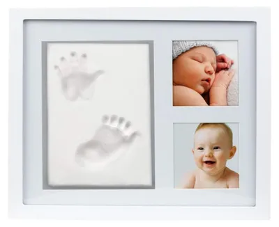 Produktbild von PEARHEAD Babyabdruck Fotorahmen "Baby" für 2 Fotos und Hand- und Fußabdruck weiß