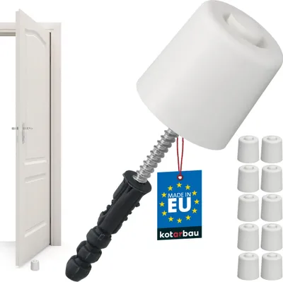 Obrázok produktu pre KOTARBAU® Sada 10 ks dverových zarážok na prišraubovanie k podlahe – 43 mm – biele – dverové zarážky na podlahu – montáž na podlahu – dverové zarážky – z gumy