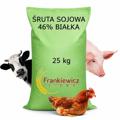 Zdjęcie produktu dla Mączka sojowa 25 kg, 46% białka – pasza białkowa dla bydła, świń i drobiu, pasza sojowa klasy premium