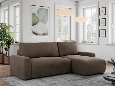 Produktbild von Velvet Stoff, Velvet Couch, Sofa mit Schlaffunktion und Bettkasten, Schlafsofa Velvet, Couchgarnitur Ecke Bettcouch, Velvet Stoff - ARGOS - Braun Velvet