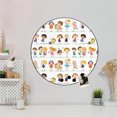 Produktbild von Design Stahlmagnettafel Schwarz Rund 47cm Kinder