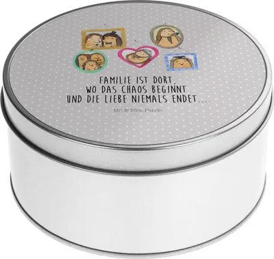 Produktbild von Mr. & Mrs. Panda Blechdose Igel Familie - Grau Pastell - Geschenk, Papa, Keksdose, Bruder, zuckerdose, Bilder, Liebe, Vorratsbehälter, Erinnerungsbox, Aufbewahrungsdosen