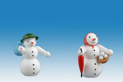 Obrázek produktu pro Dřevěné figurky sněhulák a sněhulák výška 6,5 cm NOVINKA