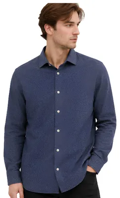 Image de Chemise pour homme Zara, bleu marine mélangé, stretch, modèle S