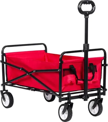 Produktbild von Zusammenklappbarer roter Strand- und Gartentransportwagen, 48 x 90 cm, MultiGarden