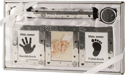 Produktbild von Baby Set Bilderrahmen Milchzahndose Haardose Urkundenröhre
