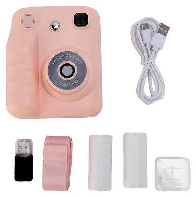 Image de Appareil photo instantané pour enfants, 48 MP, vidéo, numérique, avec papier d'impression et carte de 32 Go, cadeau créatif et amusant pour les enfants de 3 à 14 ans, rose