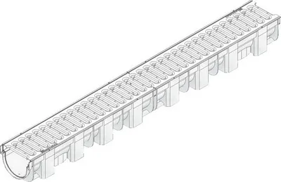 Produktbild von Hauraton TOP x Kunststoffrinne aus PP mit Klemm Stegrost Edelstahl silberfarben 1000 mm x 119 mm x 89 mm