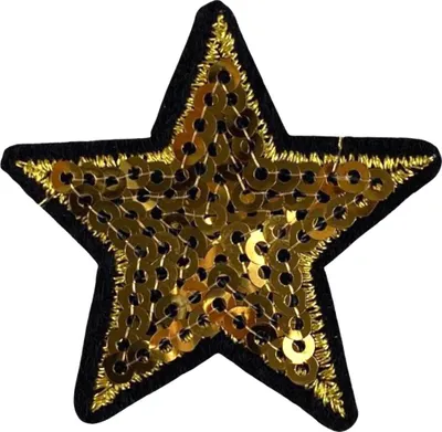 Produktbild von Stern-Sternchen-Pailletten-Emblem-Aufnäher zum Aufbügeln in Gold