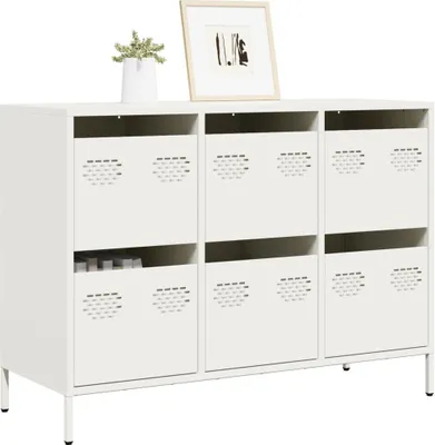 Produktbild von vidaXL Sideboard Weiß 101,5x39x73,5 cm Kaltgewalzter Stahl