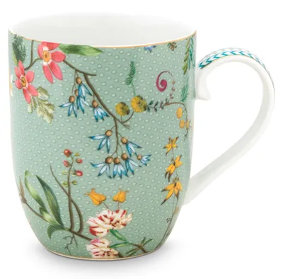 Produktbild von PIP STUDIO Jolie Flowers Blue Becher mit Henkel klein 0,145 l