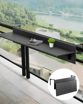 Zdjęcie produktu dla Stół balkonowy VEVOR, 800x300 mm, składany wiszący stół balkonowy, składany stół do użytku na zewnątrz, nośność 22 kg, odpowiedni do balustrad od 2,54 do 15 cm, stół do serwowania na taras i pokład