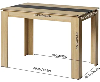 Produktbild von Esstisch 110x70x75cm Eiche-Schwarz für 4 Personen