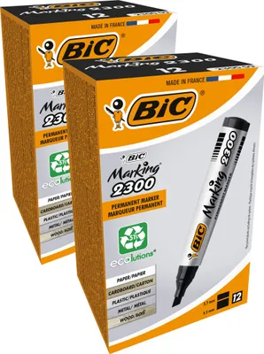 Produktbild von BIC Marking 2300 Permanent Marker in Schwarz - Strichstärke 3.7 mm, 2 x 12er Pack
