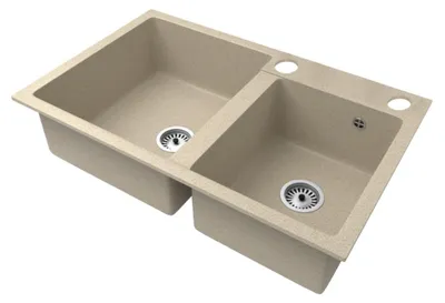 Obrázek produktu pro Kondela Granitový kuchyňský dřez se sifonem Tori 80x50 cm - béžová