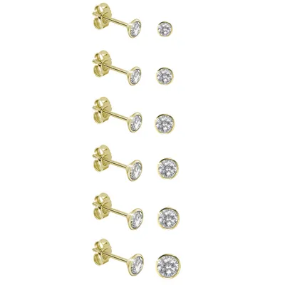 Produktbild von Solitär Ohrstecker vergoldet: Silber 925 Ohrringe mit Zirkonia 4 mm