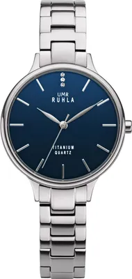 Produktbild von UMR Ruhla 40471 Damenuhr Titan Blaues Zifferblatt Gliederband