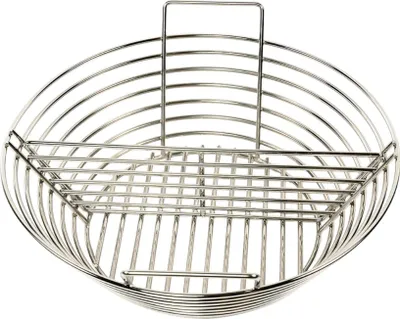 Produktbild von Kohlekorb – mit herausnehmbarer Trennwand – geeignet für 21, 22, 23 und 24 Zoll – Edelstahl – Kamado-Zubehör – Grillzubehör