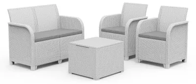 Immagine prodotto di Set da Giardino Divano 2 Poltrone e Tavolino in Resina Keter Rosalie Lounge Bianco