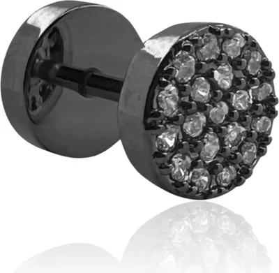 Produktbild von Fake Plug Kristall Ohrstecker 316L Chirurgenstahl 8mm in verschiedenen Farben Farbe - Schwarz
