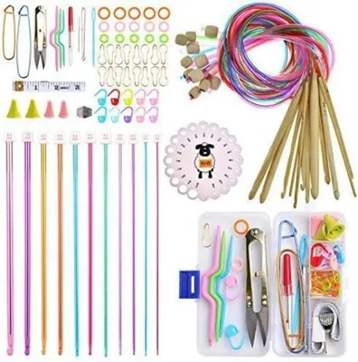 Image de Coopay set de crochets tunisiens avec aiguilles afghanes en bambou et aluminium
