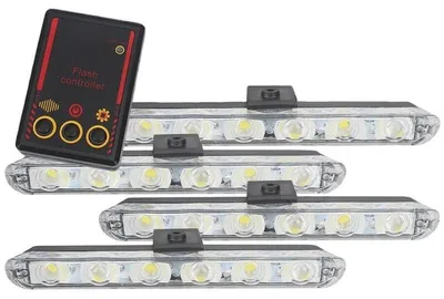 Obrázek produktu pro Sada 4x6 LED světel typu stroboskop varovné blikání červená a modrá napájení 12V