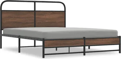 Produktbild von vidaXL Metallbett ohne Matratze Braun Eichen-Optik 160x200 cm