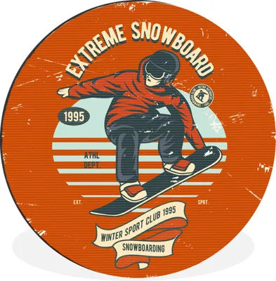 Produktbild von MuchoWow® Aluminium Wandkreis Snowboard - Kleidung - Winter - Retro Ø 30 cm Wanddeko Modern Wohnzimmer - Wand Bild - Wohnzimmer - Runde Bilder - Alubilder - Kunst für zu Hause - Aluminium - Wanddekoration