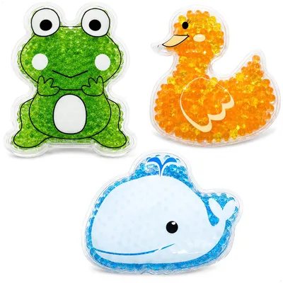 Produktbild von com-four® 3x Kalt Warm Kompresse – Kühlpads mit Tiermotiven Frosch, Wal, Ente
