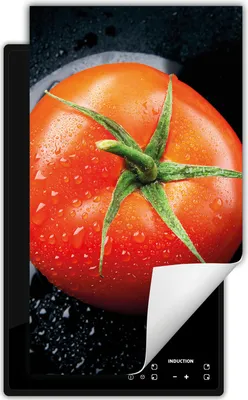 Produktbild von DarHaus Herdabdeckplatte 1 teilig 30x52 cm Anti Rutsch Matte Aufrollbar, schwarz - Tomaten