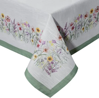 Produktbild von EUROFIRANY | Tischdecke - 140x180 cm - 275 GSM - Grün und Weiß - Elegantes Blumenmuster - Hochwertiger Stoff