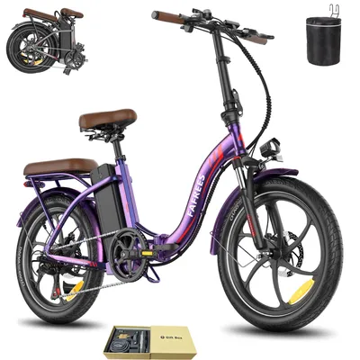 Produktbild von E-Bike 20 Zoll Rostbeständigkeit Aluminiumlegierung 36 V 25 Ah 900 Wh bis zu 130 - 180 km Wasserdicht IP54 mit 7 Gang, Lila