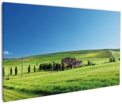 Produktbild von Wallario Premium Leinwandbild Farm in der Toskana in Größe 60 x 90 cm