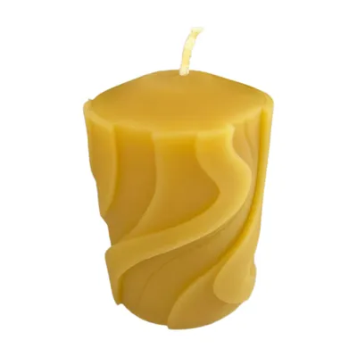 Zdjęcie produktu dla Świeca z wosku pszczelego, falowana, 8 cm, stożkowa świeca wykonana z czystego wosku pszczelego