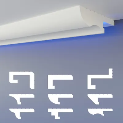 Produktbild von HEXIMO LED-Schattenfugenprofil Stuckleisten, indirekte Beleuchtung XPS Styropor-Trockenbaudecken-Schattenfugenprofil Trockenbau-Schattenfuge (Muster HLED 22)
